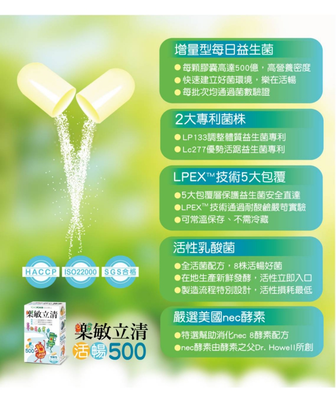 樂敏立清益生菌活暢500 YOHOPOWER